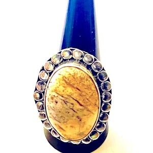 New 925 Sterling Silver Rare Dendritic Jasper Healing Stone Artisan Deco Ring